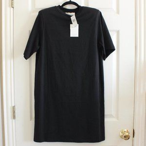 Les Coyotes De Paris Melanie Padded Shoulder Black T-Shirt Dress
